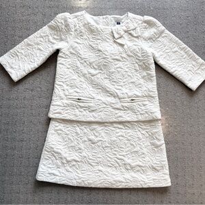Janie and Jack White Rare Brocade Quilted Dress Girls (Retro, Jackie O inspired)